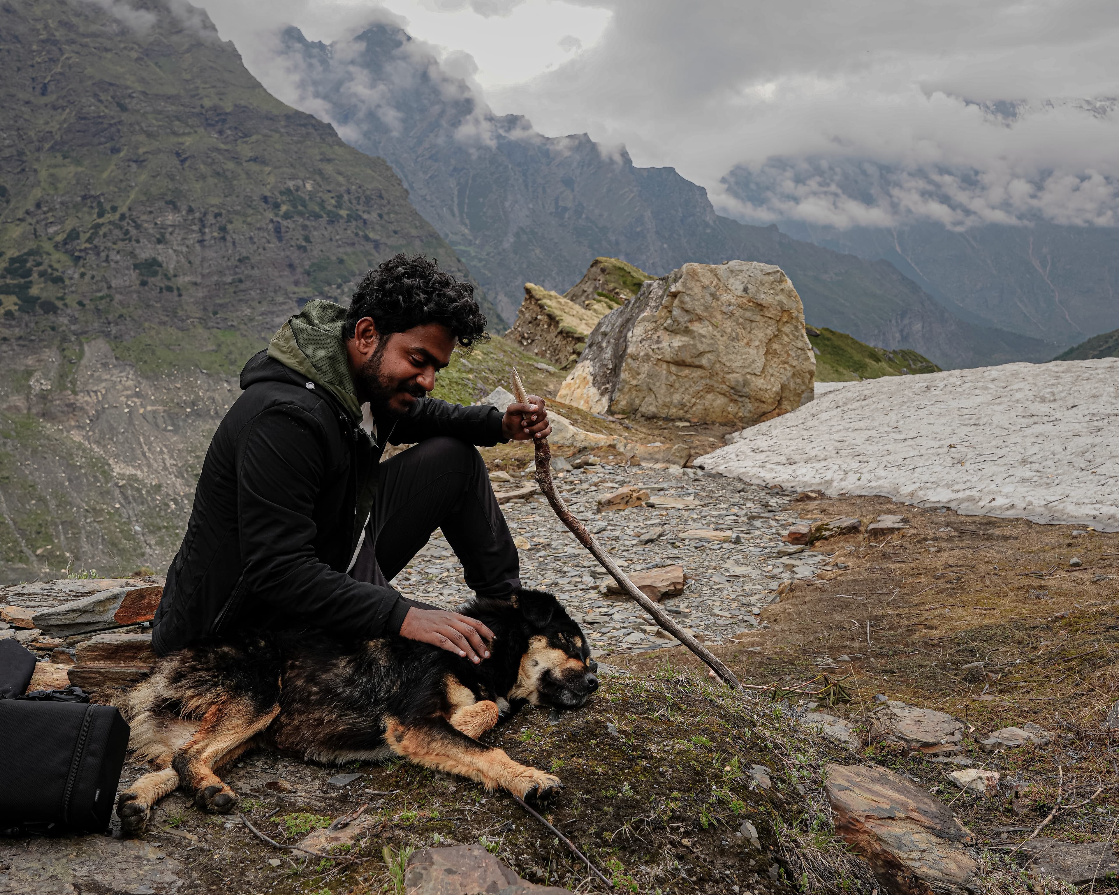 Wide Himalayan valley scene from the 82-day crossing through the mountains